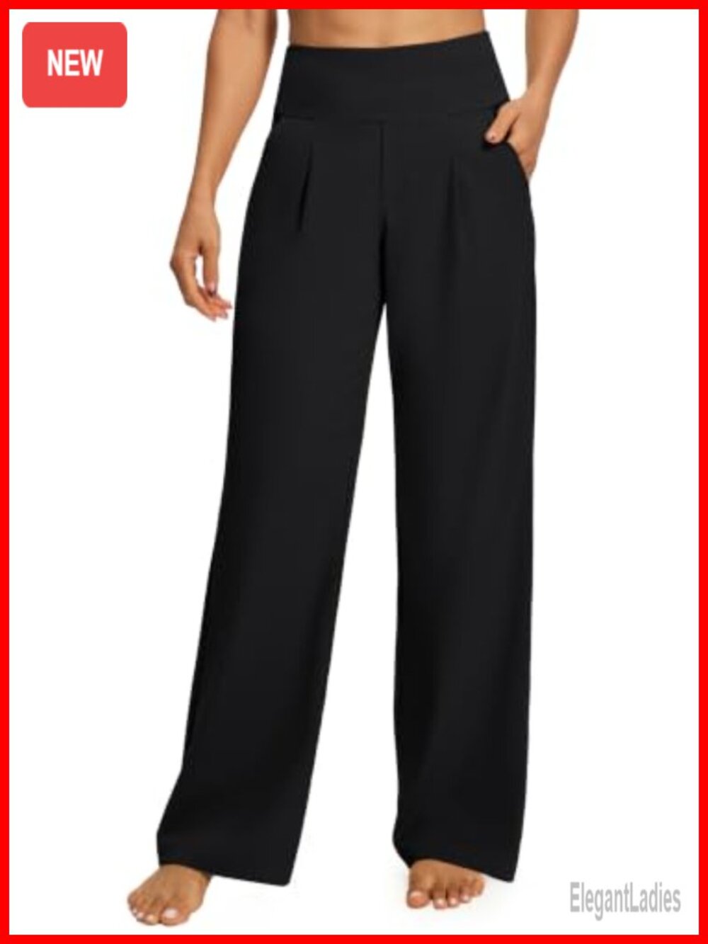 Wide Leg High Rise Yoga Dress Pants with Pockets Business Casual Trousers